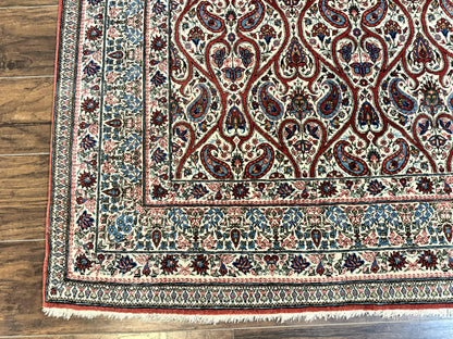 Persian Qum Rug 5x7 Handmade Wool Carpet With Repeated Paisley Boteh Design