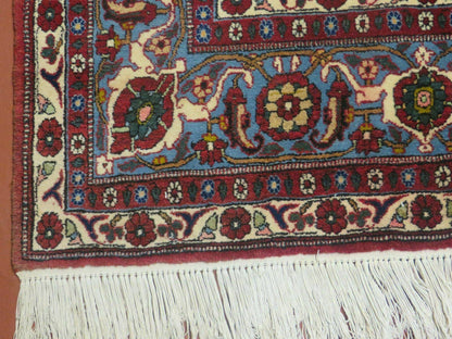 Navy Blue Antique Persian Rug 7x11, Veramin Mina Khani Repeated Allover Pattern, Vintage Authentic Hand Knotted Handmade Wool Room Sized Carpet