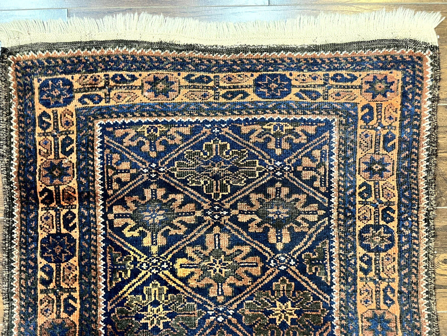 Small Antique Persian Rug 2.7 x 4.7, Handmade Wool Rug, Navy Blue, Balouch Rug, Tribal Rug