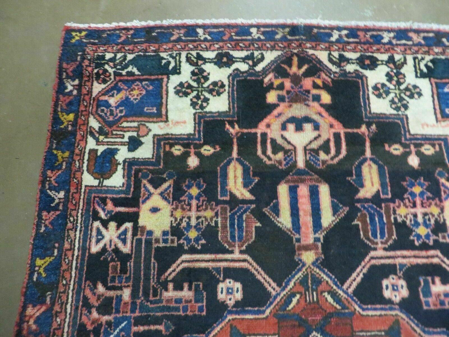 Antique Turkish Anatolian Wool Rug Handmade Vegetable Dye 47x82 Handwoven Classic Pattern