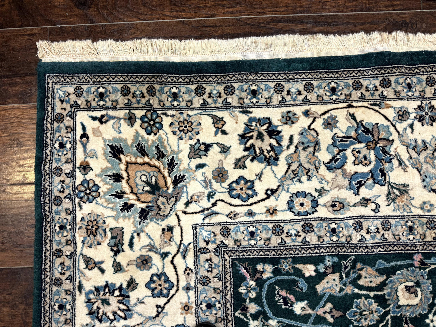 Pak Persian Rug 9x12 Dark Green Floral Allover Hand Knotted Wool