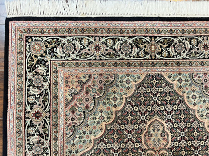 Persian Rug Hand Knotted Wool 4x6 Herati Mahi Vintage Black