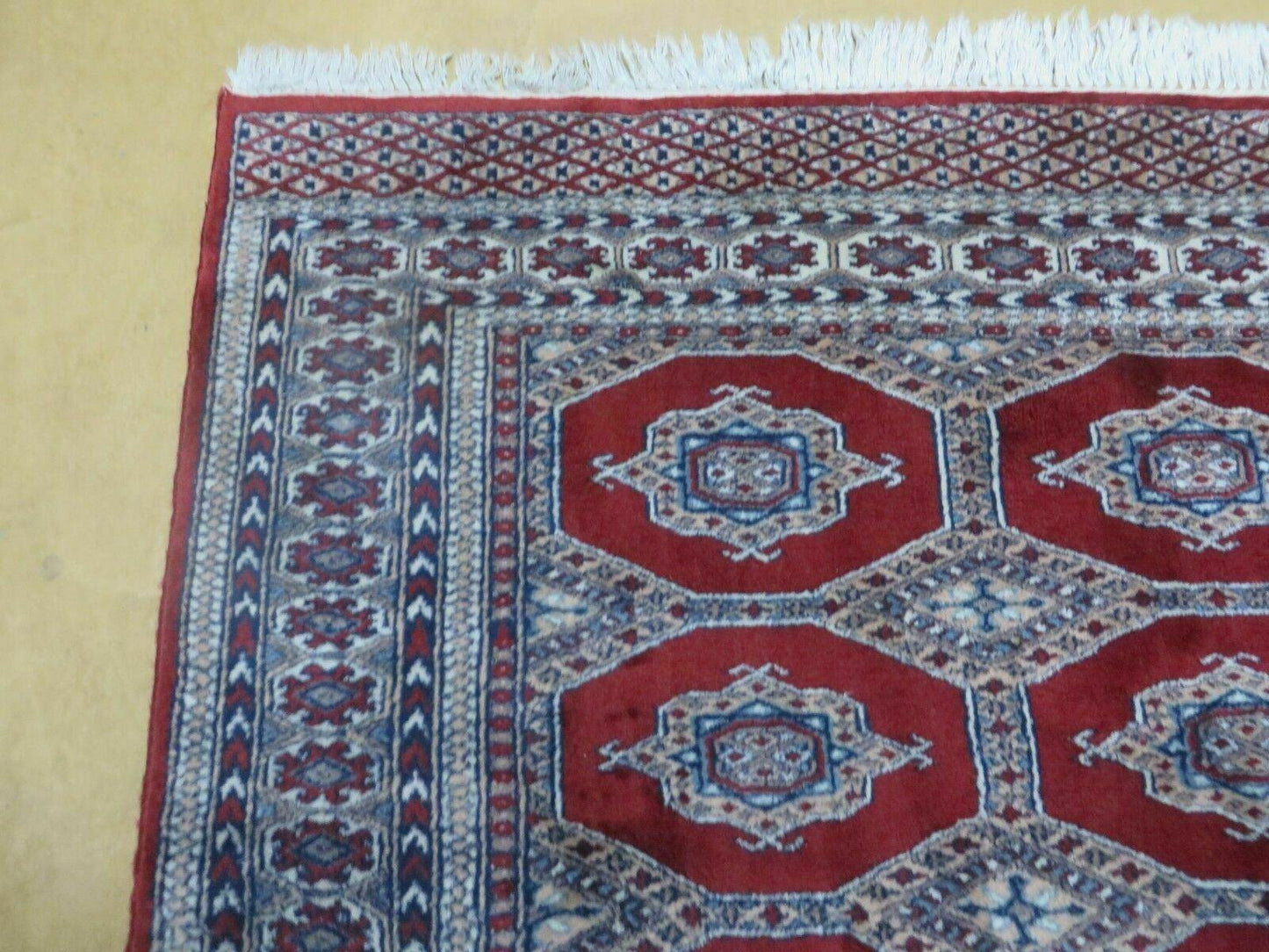 Vintage Turkoman Bokhara Wool Rug 4x6 Handmade Pakistan Fine Weave