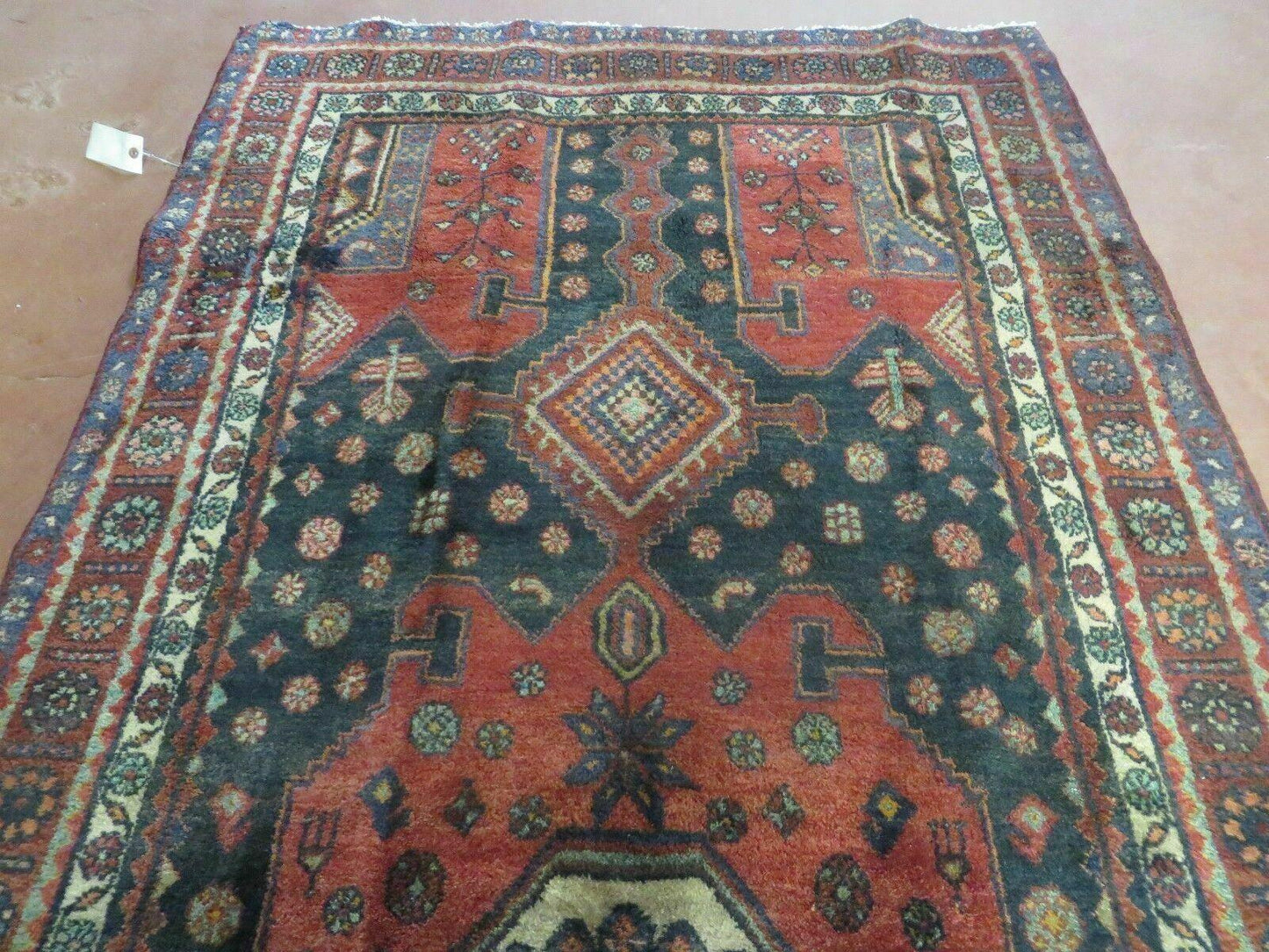 Antique Handmade Turkish Tribal Rug 4 by 9 Feet Wool Oriental Geometric Design