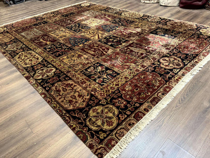 Indo Persian Rug 9x12, Bakhtiari Panel Design, Multicolor, Soft Wool Pile