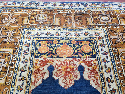 Ghiordes Prayer Rug Antique Turkish Anatolian Twin Mihrabs Collectible Oriental Rug