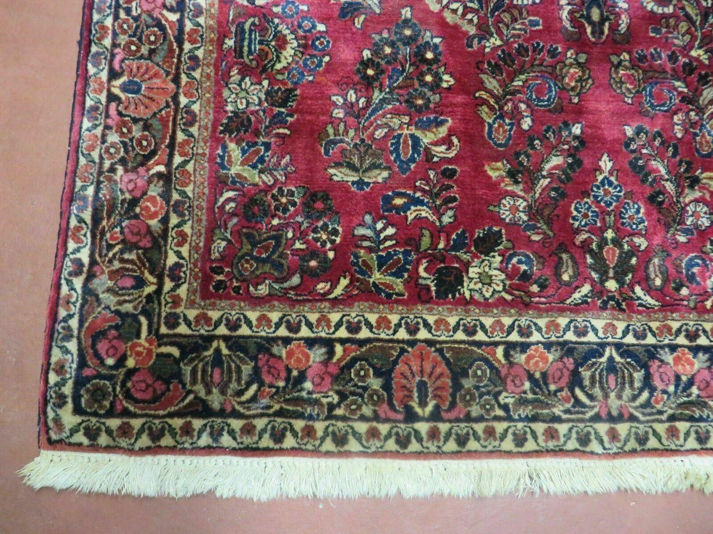 Persian Sarouk Rug 4x6, Red, Floral, Antique