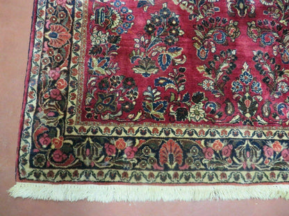 Persian Sarouk Rug 4x6, Red, Floral, Antique