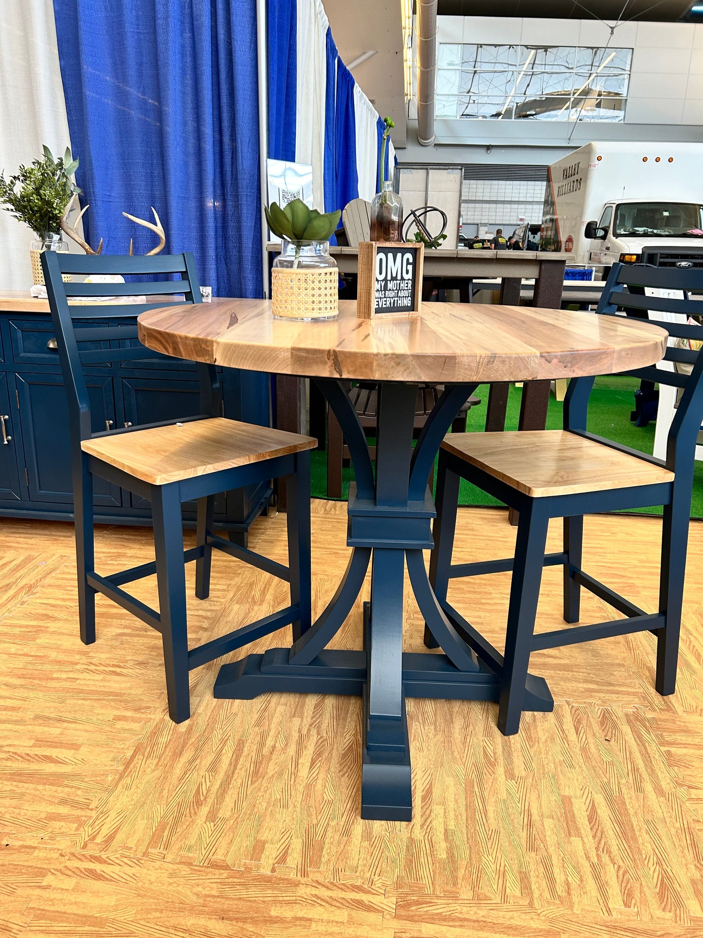 Aspen Round Dining Table With Pedestal Base Kiln Maple Or Oak Top Custom Built