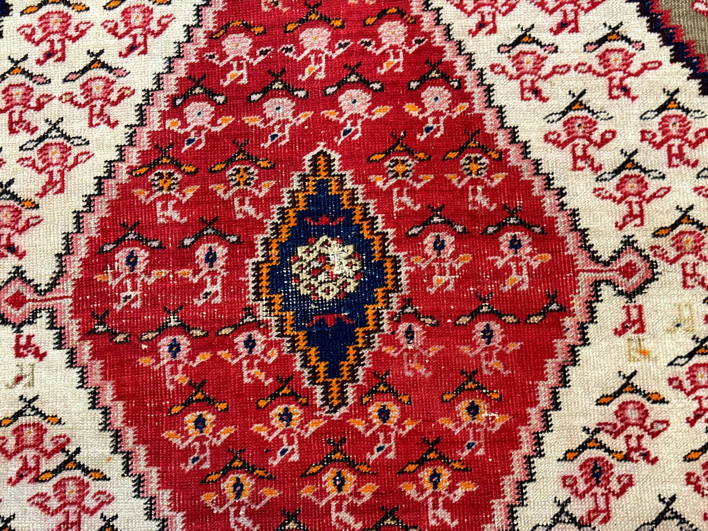 Antique Persian Malayer Rug 4x7 Tribal Senneh Geometric Diamond Design