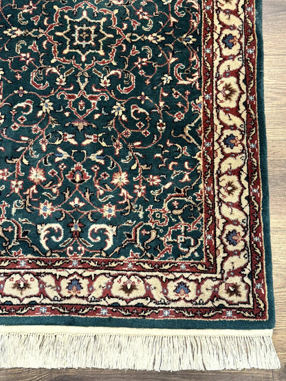 Indo Persian Rug Dark Green Hand Knotted Wool Area Rug 2.5x4 Small Oriental Carpet