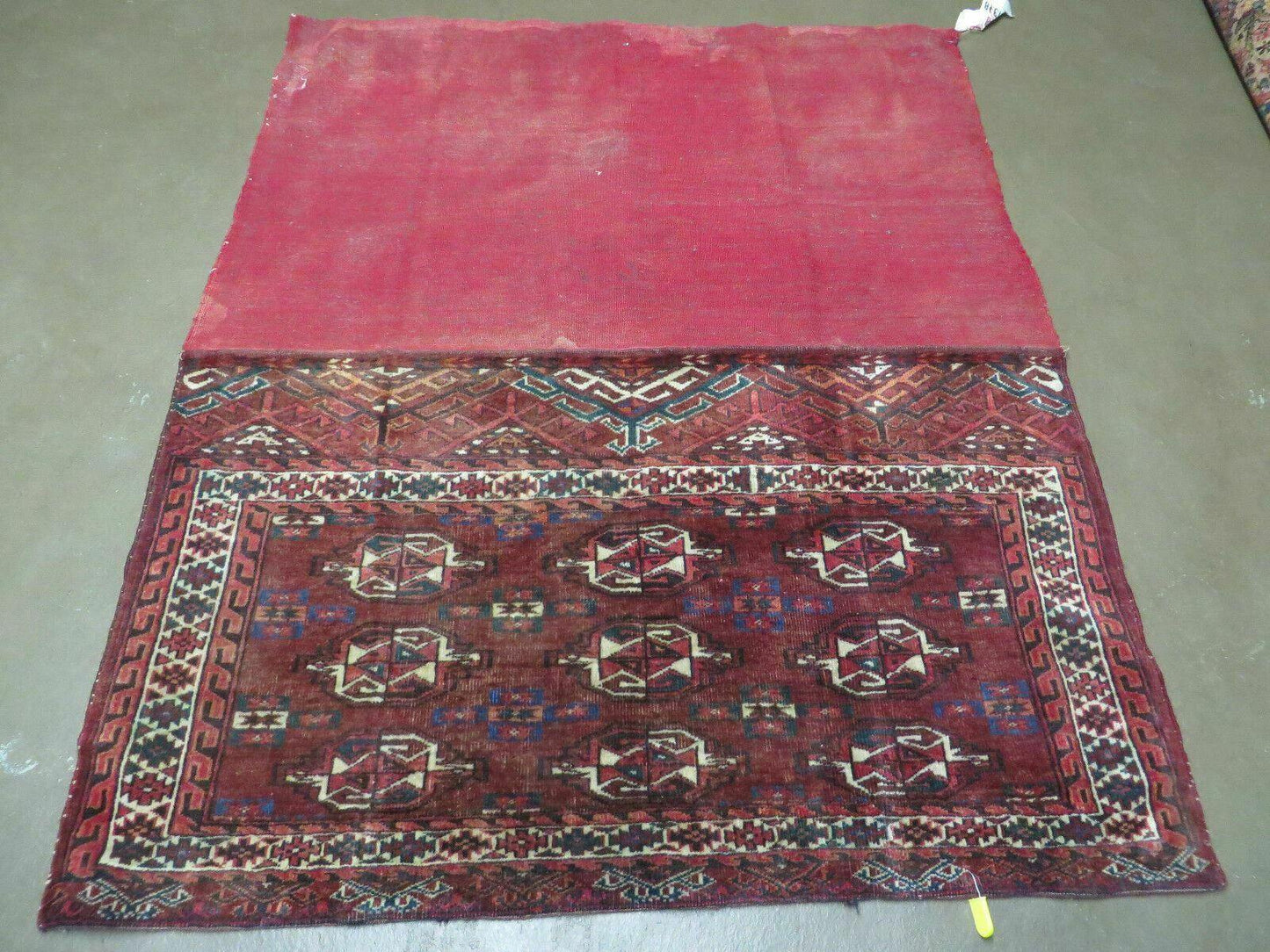 Antique Bokhara Turkoman Rug Yamud Wool Kilim Backing Handmade 1940s