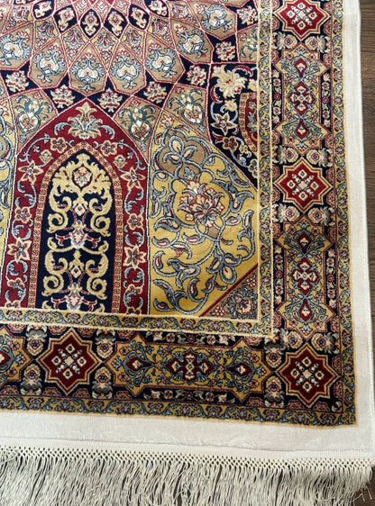 Turkish Silk Runner Rug 2.6 x 10, Dome Design, Hereke Runner, Bamboo Silk, New