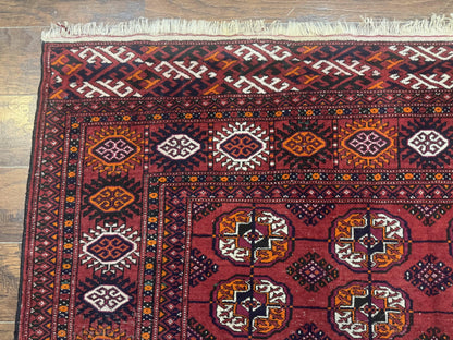 Antique Persian Turkoman Bokhara Rug 7x11, Tribal Rug, Red