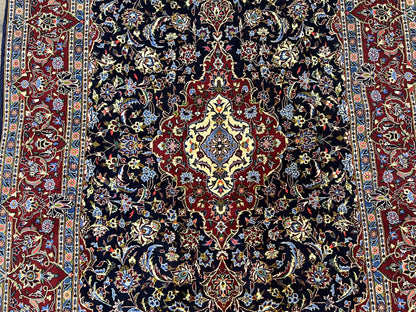 Dark Blue Persian Rug 5x8 Hand Knotted Kork Wool Floral Medallion