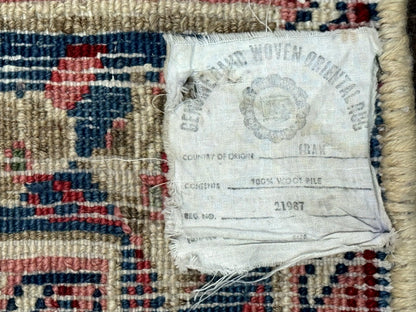 Persian Sarouk Runner Rug Handmade Wool Floral Hallway Ivory