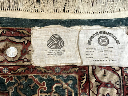 Indo Persian Rug Dark Green Hand Knotted Wool Area Rug 2.5x4 Small Oriental Carpet