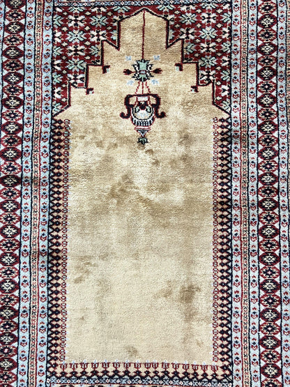 Bokhara Prayer Rug 3x5 Hand Knotted Vintage Wool Carpet Pakistani Turkoman
