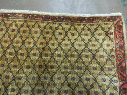 Antique Indian Handmade Wool Rug 4x6 Camel Hair Color 1900s Era