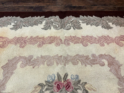 American Hand Hooked Rug 9x12 Vintage Aubusson Wool Carpet