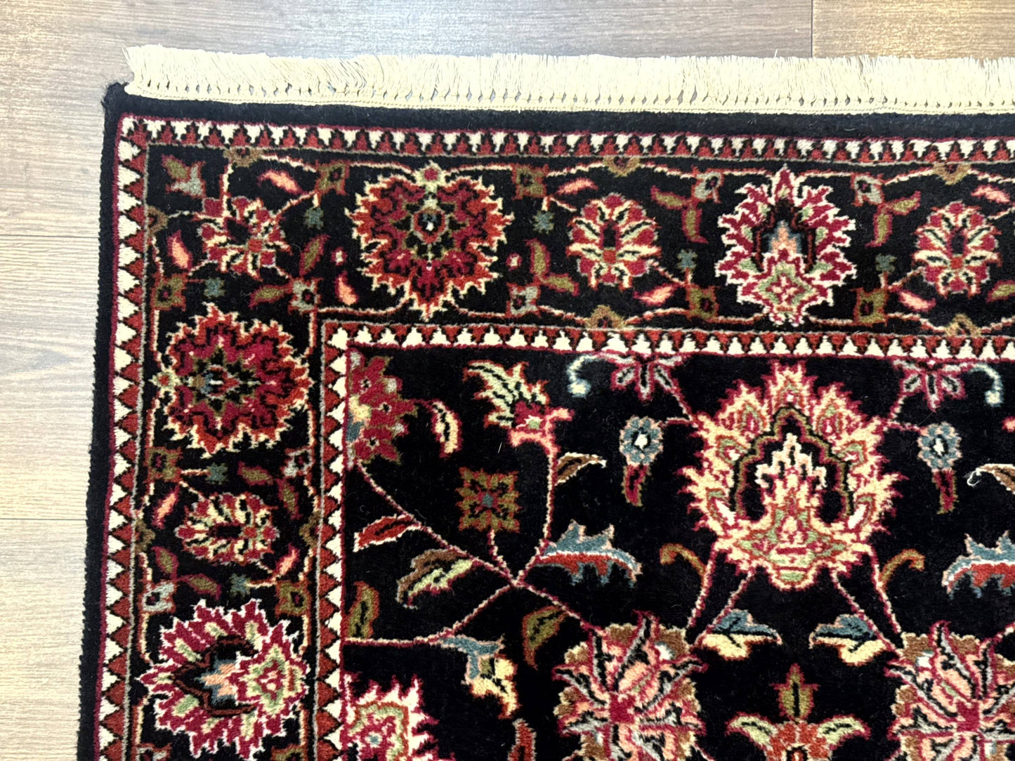 Indo Persian Sarouk Rug 3x5, Black Traditional Oriental Carpet