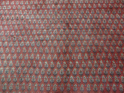 Vintage Indian Wool Rug Handmade 1950s Paisley Oriental Red Vegetable Dyes