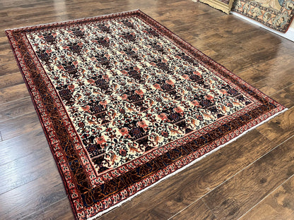 Persian Afshar Rug 6x8 Hand Knotted Wool Vintage Carpet With Floral Allover Motifs