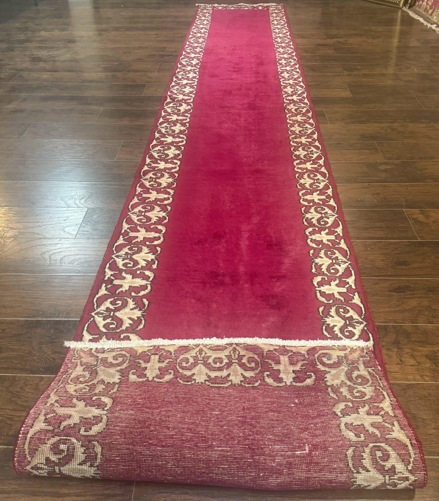 Red Persian Kerman Runner Rug 3x16