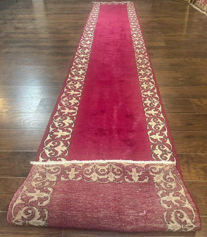 Red Persian Kerman Runner Rug 3x16