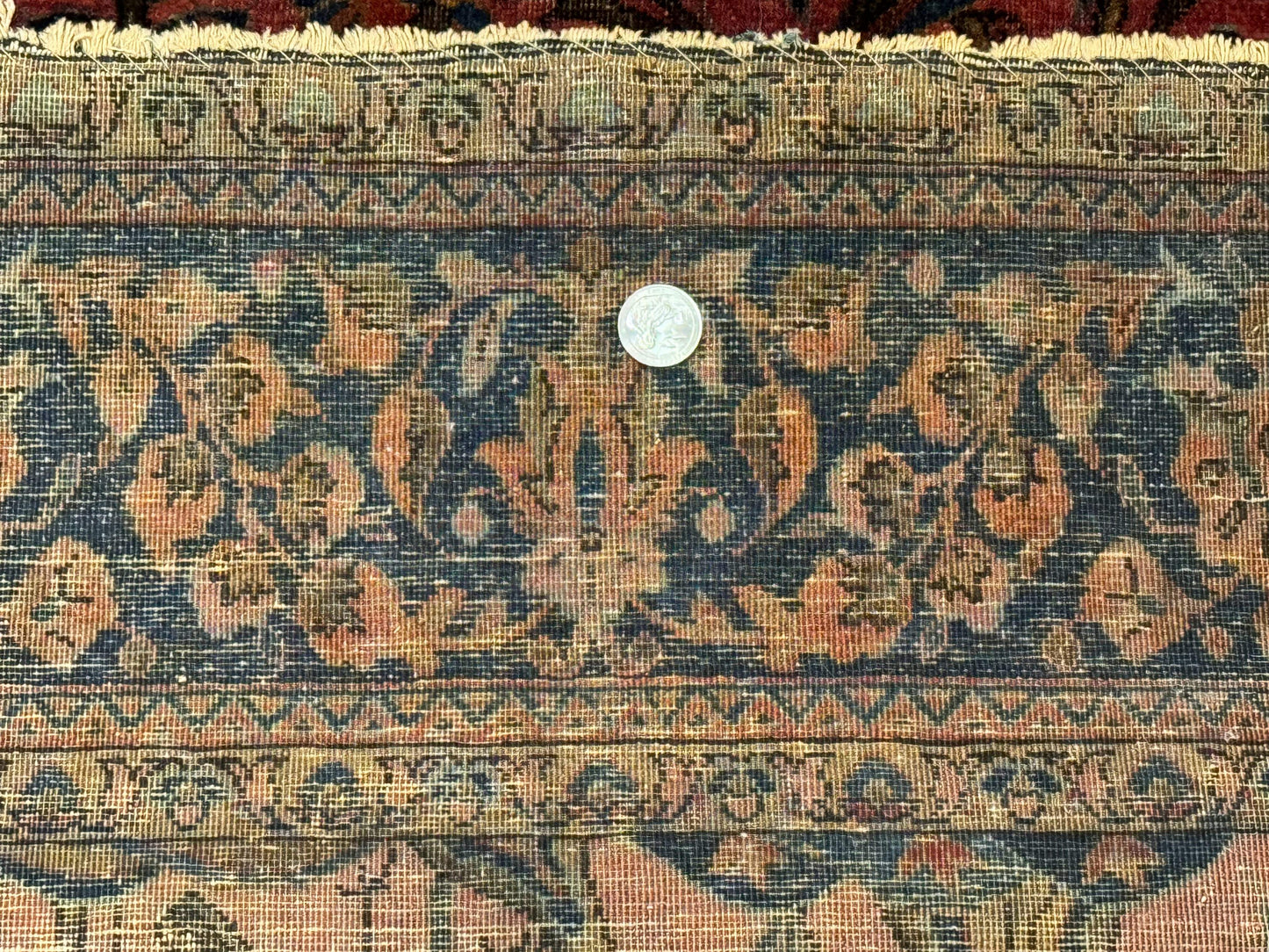 Antique Persian Tree of Life Rug 3x5, Manchester Wool, Bird Pictorials, Fine 240 KPSI, Red Navy Blue