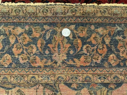 Antique Persian Tree of Life Rug 3x5, Manchester Wool, Bird Pictorials, Fine 240 KPSI, Red Navy Blue