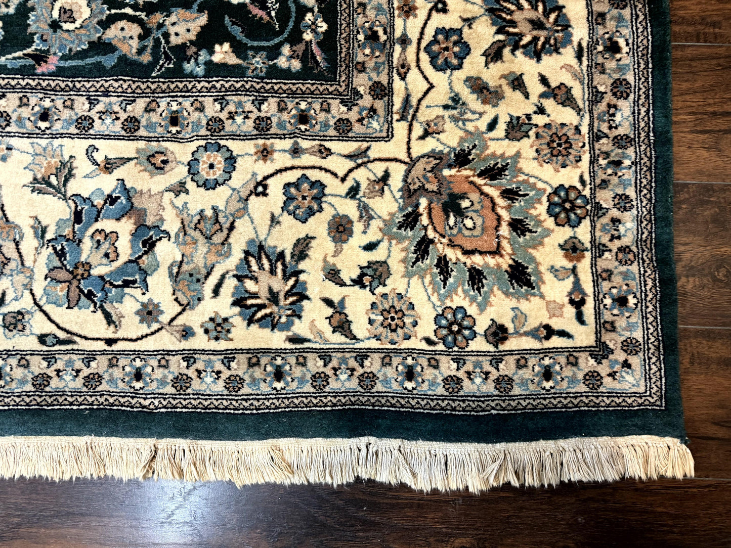 Pak Persian Rug 9x12 Dark Green Floral Allover Hand Knotted Wool