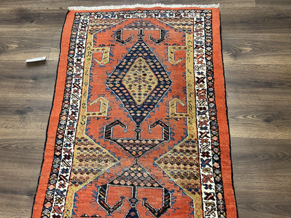 Persian Runner Rug 3x11 Hand Knotted Rare Tribal Wool Oriental Geometric Medallions