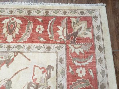 Peshawar Hand Knotted Wool Rug 9x12 Vintage 1990s One Of A Kind Garden Floral