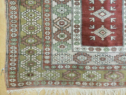 Antique Turkish Oushak Wool Rug Handmade 4 By 8 Feet 49 By 91 Inches