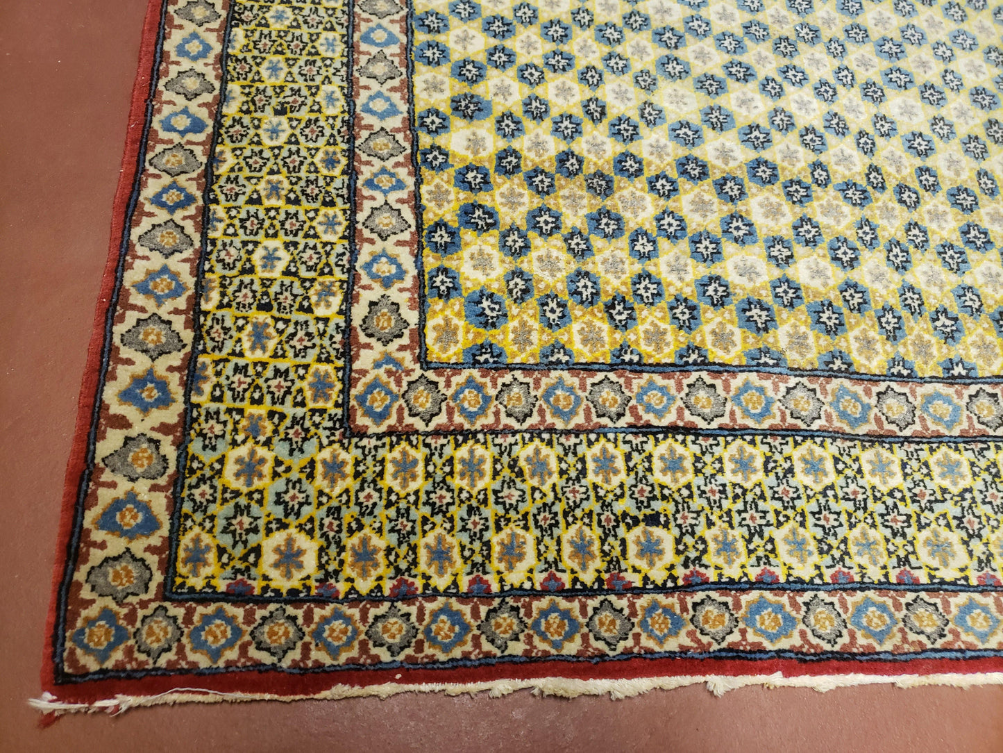 Star Of David Wool Rug Handmade Turkish Hand Knotted 5x7 Green Gold Area Rug