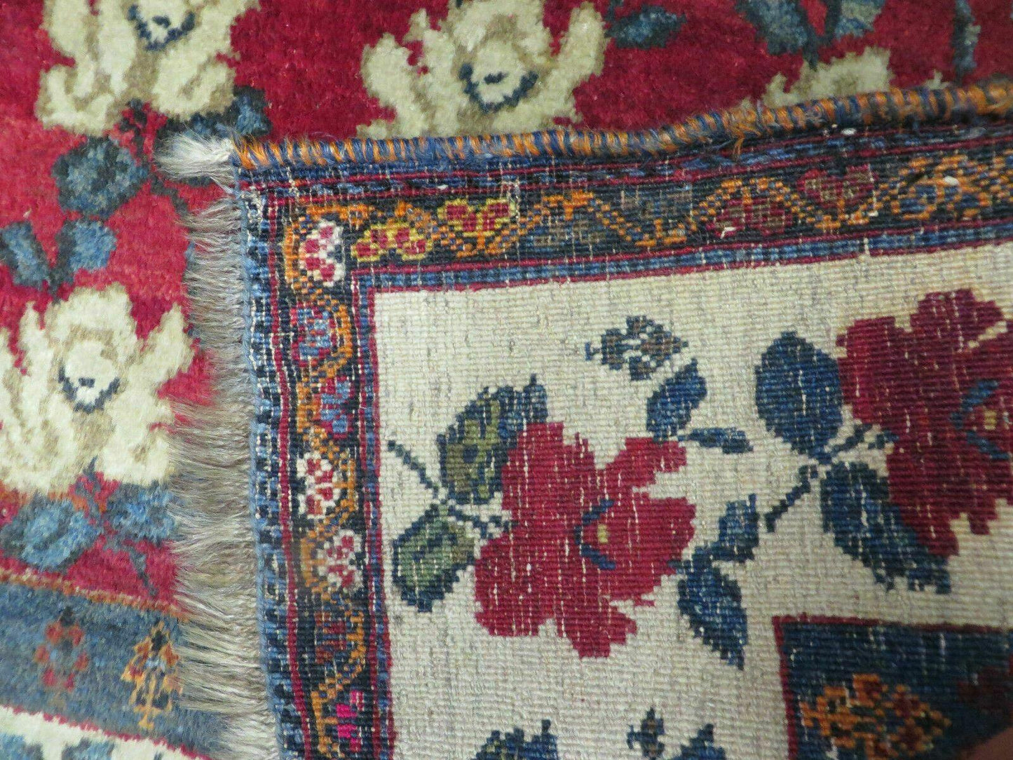 Turkish Floral Wool Rug Handmade Semi Antique 45x58 Inches
