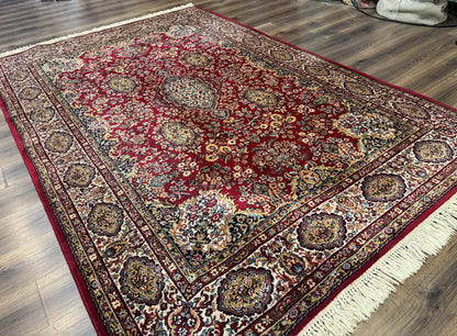 Persian Wool Rug 7x10, Couristan Carpet, Belgium Power Loomed Rug, Red, Floral, Traditional