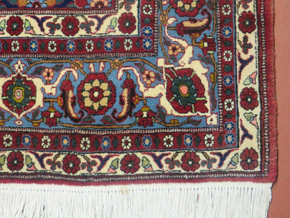 Navy Blue Antique Persian Rug 7x11, Veramin Mina Khani Repeated Allover Pattern, Vintage Authentic Hand Knotted Handmade Wool Room Sized Carpet