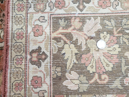 Indo Persian Rug 8x10, Vintage Indian Rug 8 x 10, Fine Hand-Knotted Wool Rug, Rose Clay Red Beige Brown Handmade Area Rug, Floral Medallion