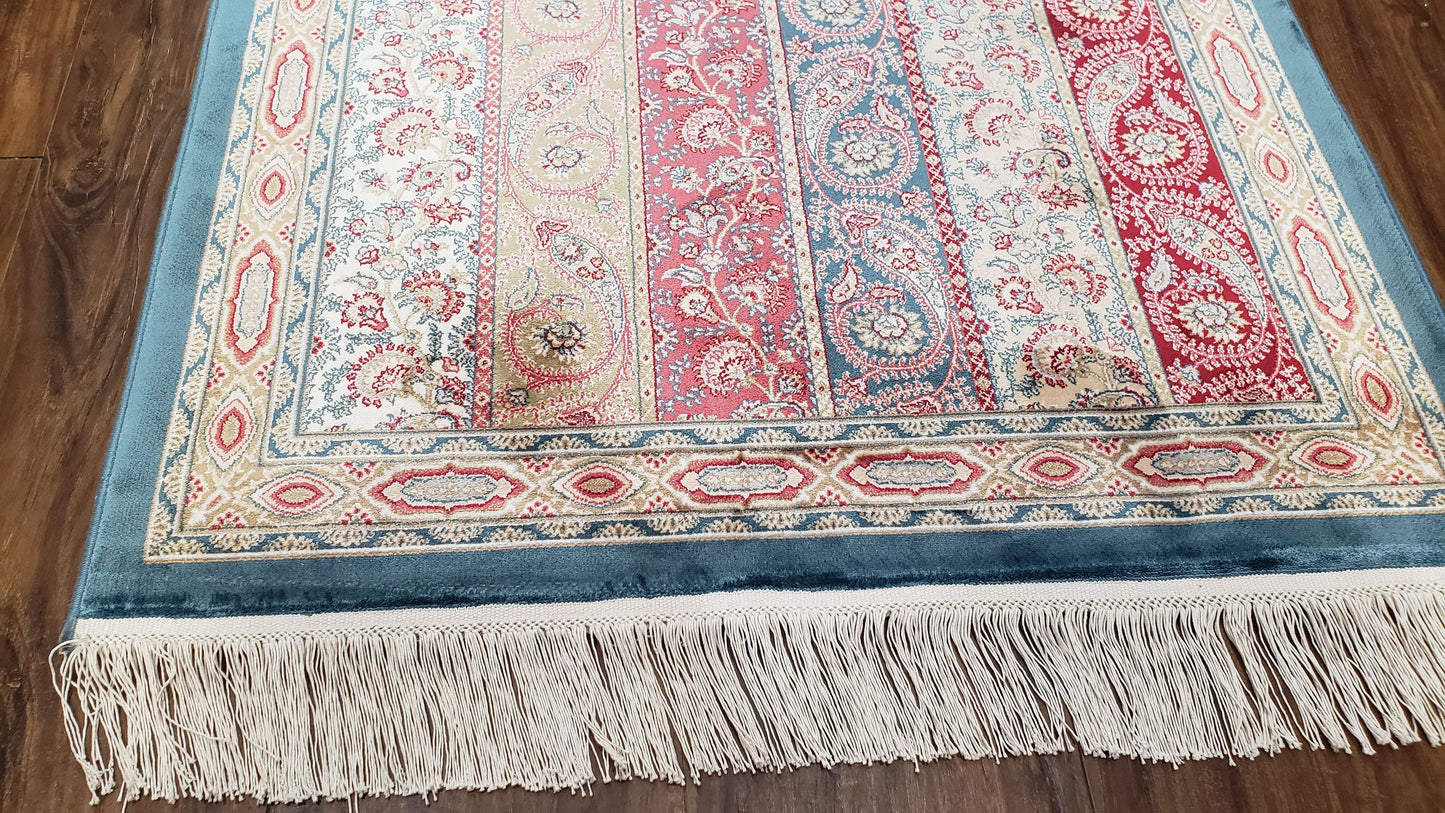 Paisley Pattern Silk Rug, Boteh Design, All Silk Accent Rug, Oriental Carpet, Very Detailed, 2' 8" x 4' 1", New, Bamboo Silk