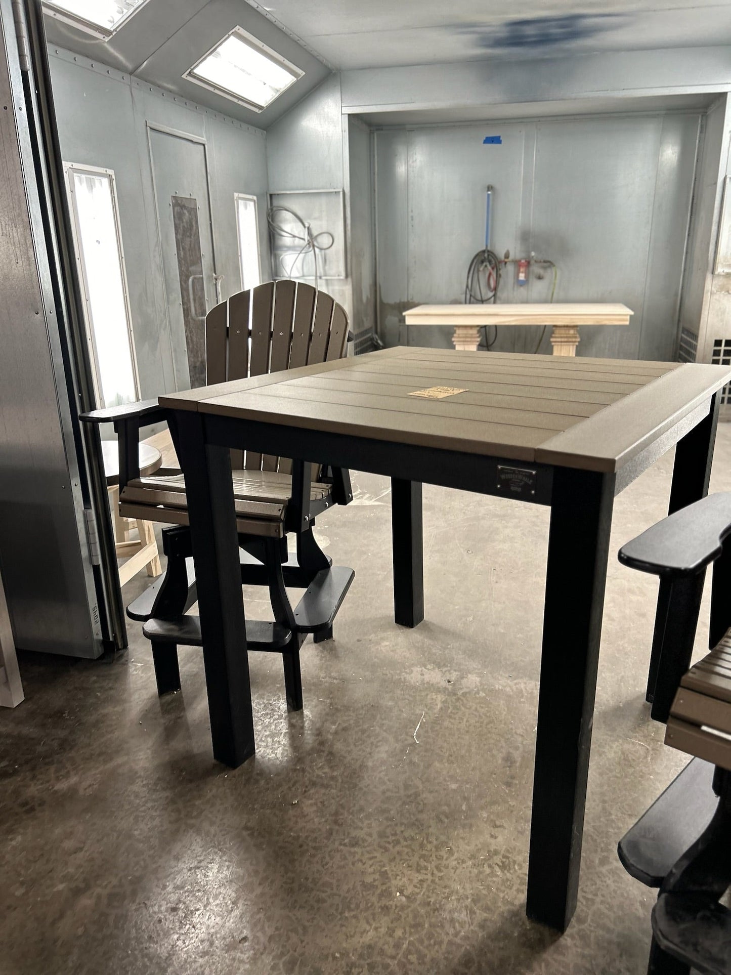 Outdoor Pub Height Table With Post Leg Design For Bar And Patio Areas