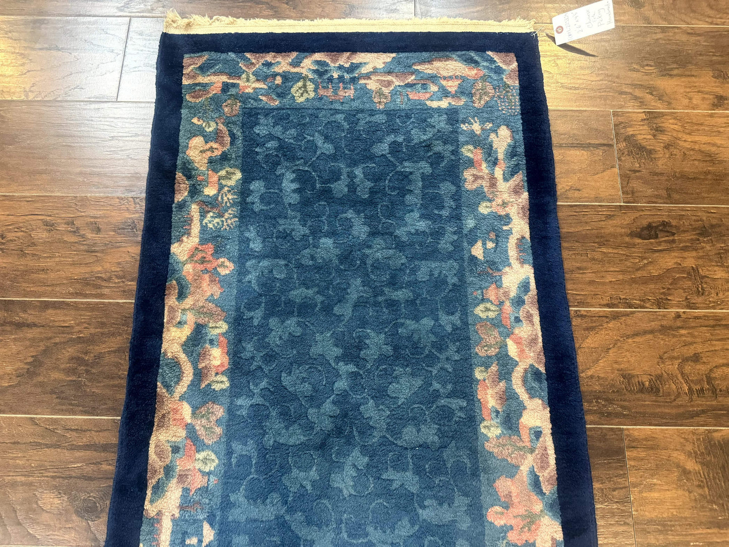 Blue Chinese Wool Rug Hand Knotted Peking Area Rug Semi Antique 2.5 x 4