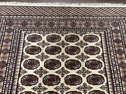 Pakistani Turkoman Rug 6x9 Hand Knotted Wool Oriental Carpet Yamud Bohemian Bokhara Rug