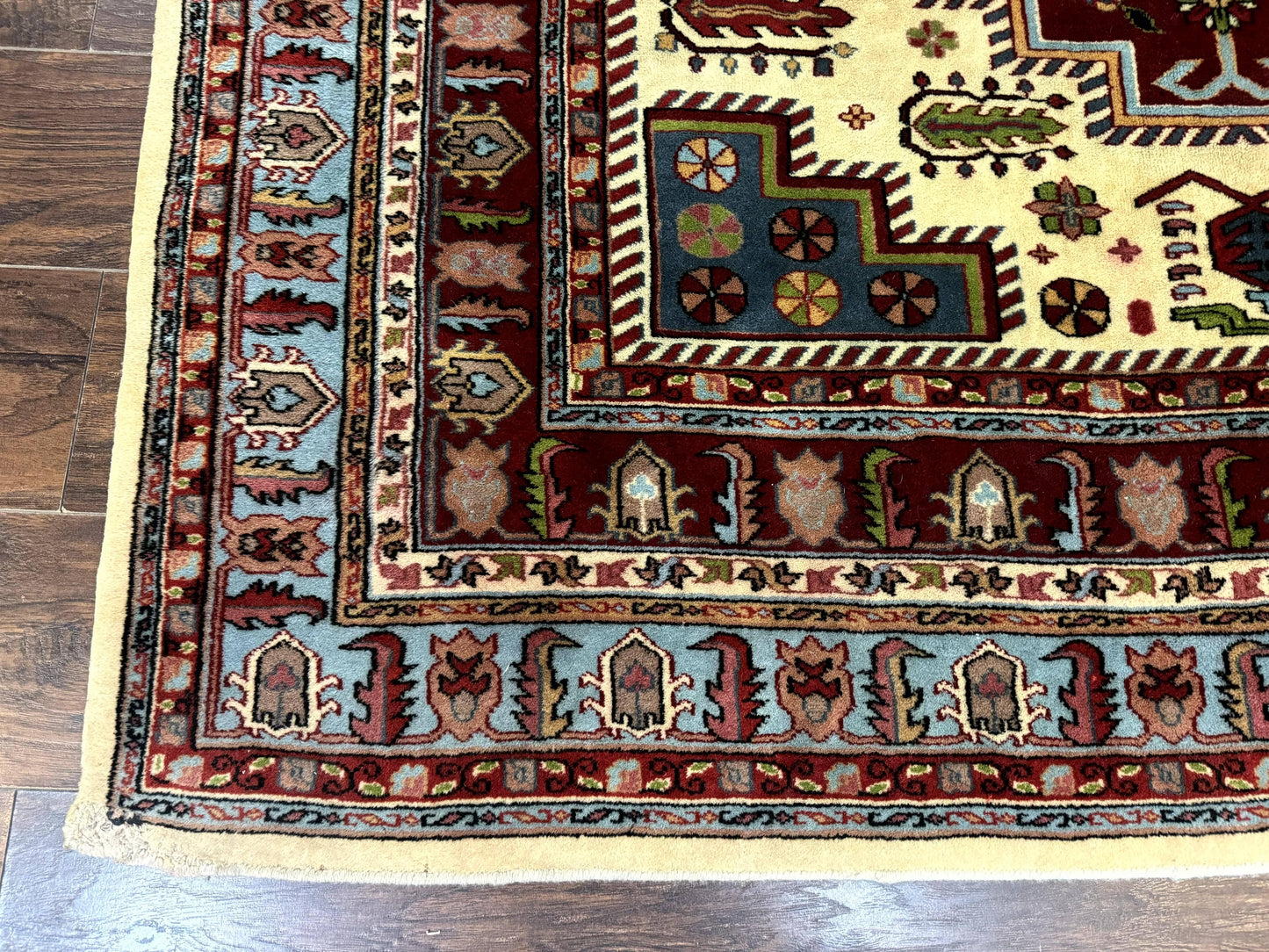 Turkish Kazak Rug 6x9 Hand Knotted Wool Geometric Medallions