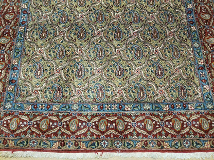 Hand Knotted Turkish Wool Rug Vintage 1960s One Of A Kind Paisley Boteh Design