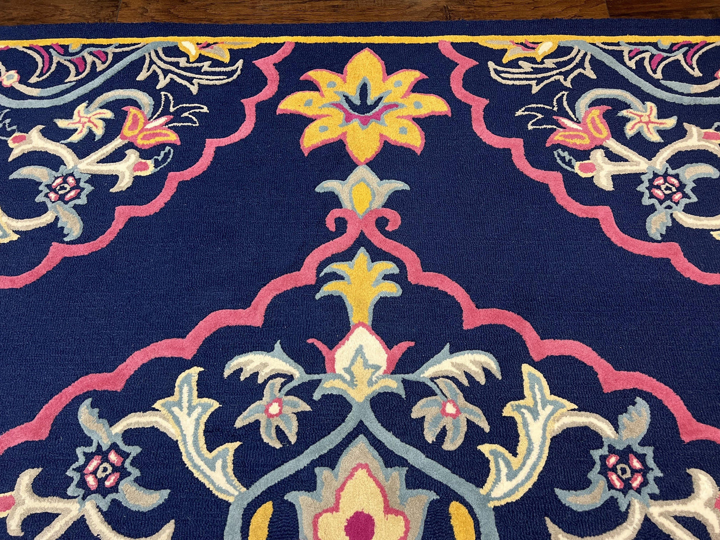 Safavieh Belagio Wool Rug 8x10 Navy Pink Yellow Floral Modern Area Rug