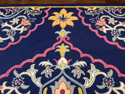 Safavieh Belagio Wool Rug 8x10 Navy Pink Yellow Floral Modern Area Rug