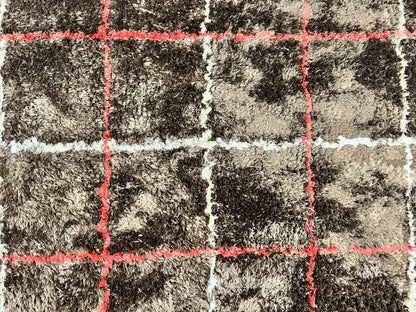 Brown Shag Rug 6x8 Vintage Wool Panel Design Area Rug For Living Rooms