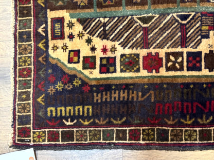 Balouch Rug 3x5 Afghan City Pictorial Hand Knotted Wool Carpet